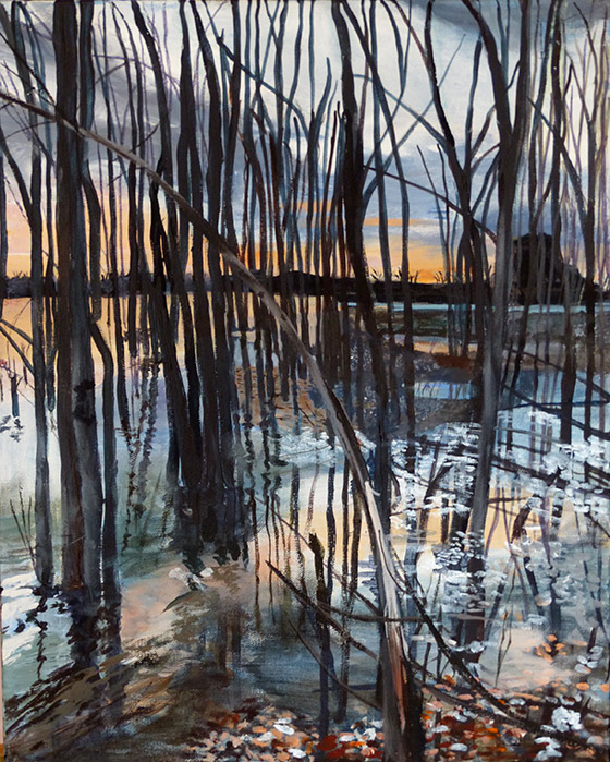 Acrylic painting of Graham Creek in Flood by Gwen Frankton