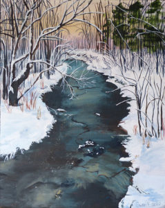 Acrylic painting of Pinecrest Creek by Gwen Frankton